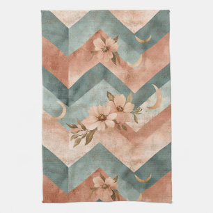 Linge De Cuisine Motif floral chevron Lune rustique (10)