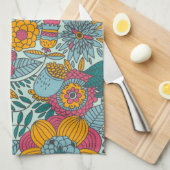 Linge De Cuisine Motif floral coloré (Quart Plié)