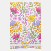 Linge De Cuisine Motif floral coloré avec monogramme botanique (Vertical)