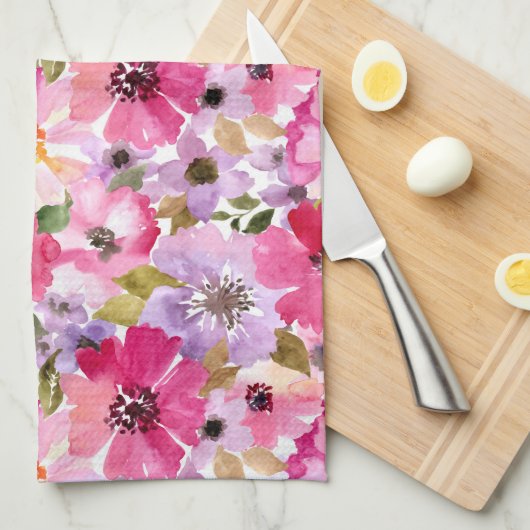 Linge De Cuisine Motif floral d'aquarelle d'été (Quart Plié)