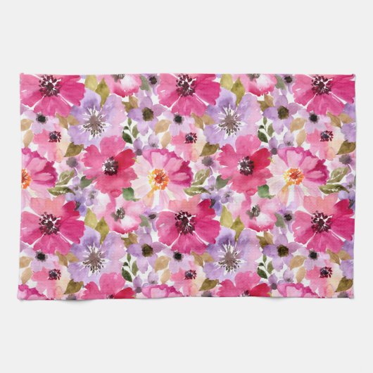 Linge De Cuisine Motif floral d'aquarelle d'été (Horizontal)