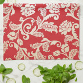 Linge De Cuisine Motif floral d'arrière - plan de damassé (Plié)