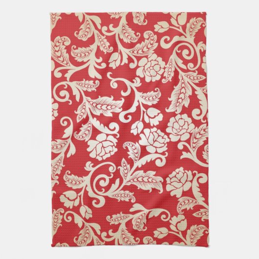 Linge De Cuisine Motif floral d'arrière - plan de damassé (Vertical)