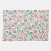 Linge De Cuisine Motif floral d'art populaire turquoise et de (Horizontal)
