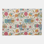 Linge De Cuisine Motif floral de bande dessinée avec les oiseaux 2 (Horizontal)