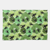 Linge De Cuisine Motif floral de cricket vert + noir (Horizontal)