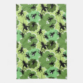 Linge De Cuisine Motif floral de cricket vert + noir (Vertical)