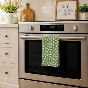 Linge De Cuisine Motif floral de marguerite boho vert