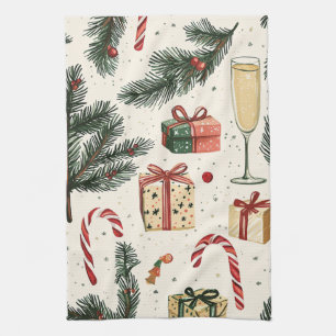 Linge De Cuisine Motif floral de Noël au poinsettia