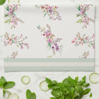 Linge De Cuisine Motif floral de printemps, botanique à l'aquarelle