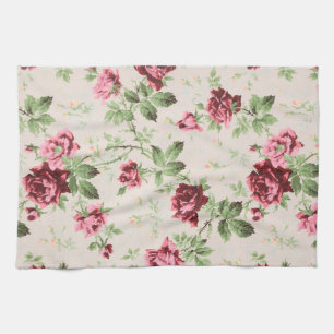 Linge De Cuisine Motif floral de roses rouges et roses vintage joli
