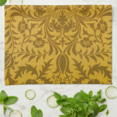 Linge De Cuisine Motif floral doré orné avec symétrie (Plié)