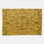 Linge De Cuisine Motif floral doré orné avec symétrie (Horizontal)