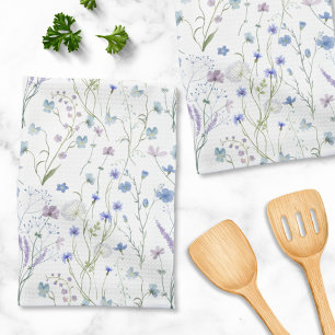 Linge De Cuisine Motif Floral Fleur Sauvage Jolie Violet Bleu