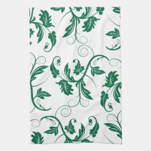 Linge De Cuisine Motif Floral Green Swirl