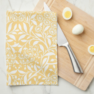 Linge De Cuisine Motif floral jaune de damassé