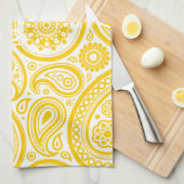 Linge De Cuisine Motif floral jaune de Paisley (Quart Plié)
