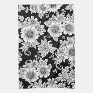 Linge De Cuisine Motif floral monochrome chic de luxe (2)
