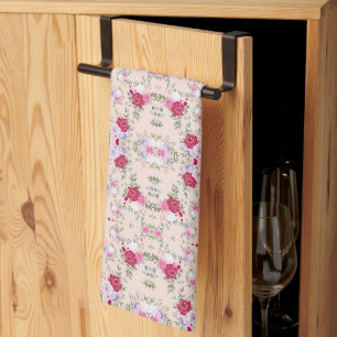 Linge De Cuisine Motif floral rose et burgundy élégant vintage