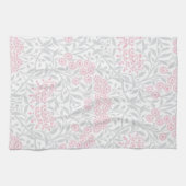 Linge De Cuisine Motif floral rose gris de damassé (Horizontal)