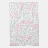 Linge De Cuisine Motif floral rose gris de damassé (Vertical)