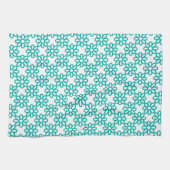 Linge De Cuisine Motif floral sarcelle et blanc mignon (Horizontal)