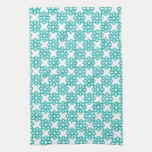 Linge De Cuisine Motif floral sarcelle et blanc mignon (Vertical)
