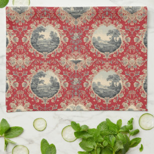 Linge De Cuisine Motif floral toile de Jouy français ferme rustique