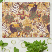 Linge De Cuisine Motif floral tropical avec le tigre (Plié)
