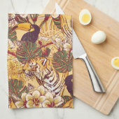 Linge De Cuisine Motif floral tropical avec le tigre (Quart Plié)