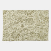 Linge De Cuisine Motif Floral Vert Sage Antique Damas (Horizontal)