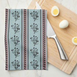 Linge De Cuisine Motif Floral Vintage Rose Et Bleu