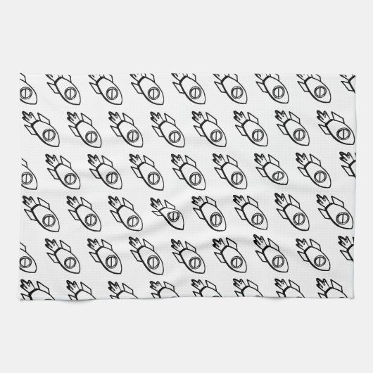Linge De Cuisine Motif Flying Rocket Sketch (Horizontal)