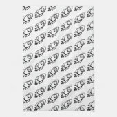 Linge De Cuisine Motif Flying Rocket Sketch (Vertical)