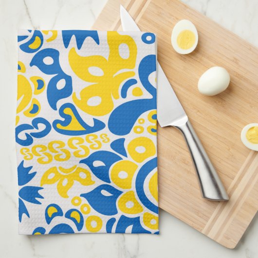 Linge De Cuisine Motif folklorique aux couleurs du drapeau ukrainie (Quart Plié)