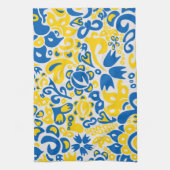 Linge De Cuisine Motif folklorique aux couleurs du drapeau ukrainie (Vertical)
