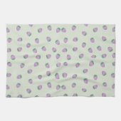 Linge De Cuisine Motif Fraise Violette sur Fond Vert (Horizontal)