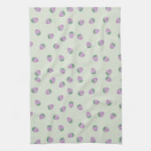 Linge De Cuisine Motif Fraise Violette sur Fond Vert (Vertical)