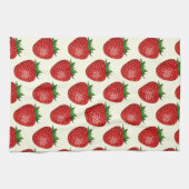 Linge De Cuisine Motif fraises, fraises rouges, fruits, feuilles (Horizontal)