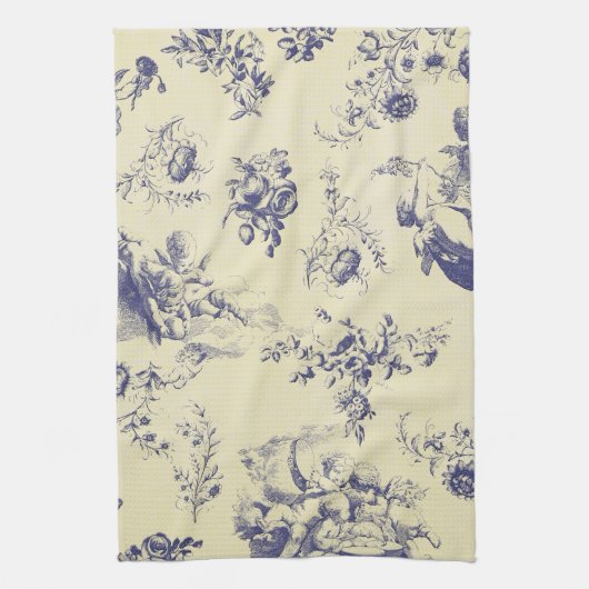 Linge De Cuisine Motif français bleu d'ange de pays de Toile (Vertical)
