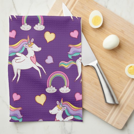Linge De Cuisine Motif Funny Unicorn Magique Cheval mignon (Quart Plié)