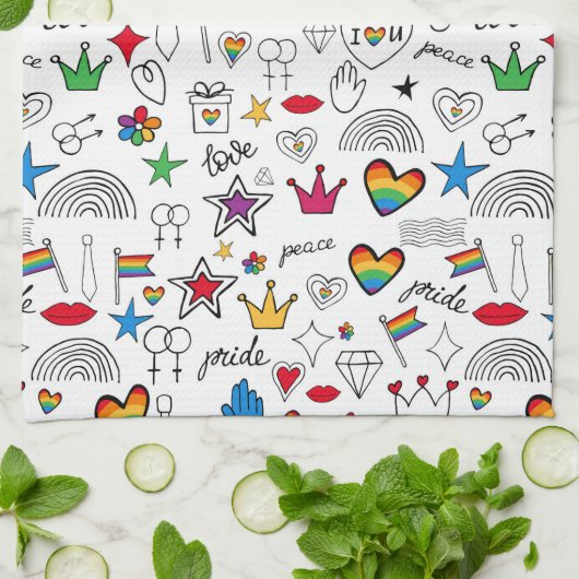 Linge De Cuisine Motif Gay pride Doodle (Plié)