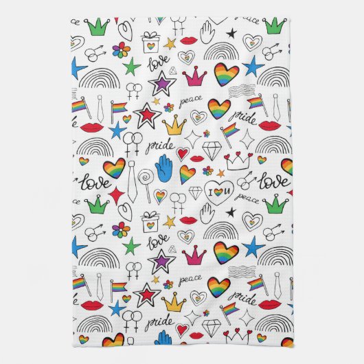 Linge De Cuisine Motif Gay pride Doodle (Vertical)