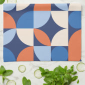 Linge De Cuisine Motif géométrique Abstrait bleu orange (Plié)