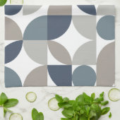 Linge De Cuisine Motif géométrique Abstrait Marine bleu gris (Plié)