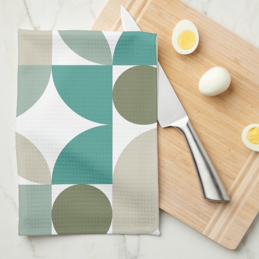 Linge De Cuisine Motif géométrique Abstrait Turquoise vert (Quart Plié)