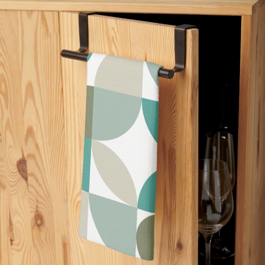 Linge De Cuisine Motif géométrique Abstrait Turquoise vert (Pliage en tiers)