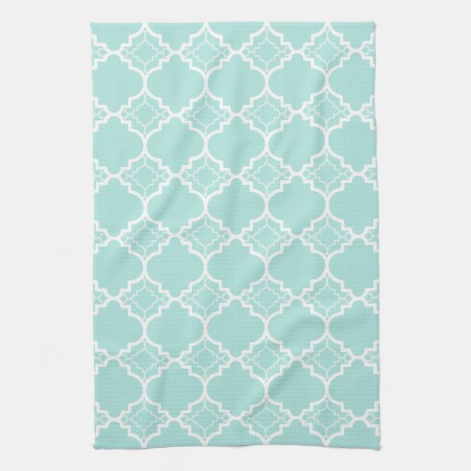 Linge De Cuisine Motif géométrique Aqua Blue Quatrefoil (Vertical)