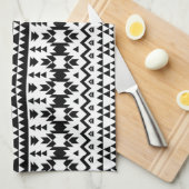 Linge De Cuisine Motif géométrique Aztec noir et blanc (Quart Plié)
