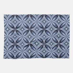 Linge De Cuisine Motif géométrique bleu de style rétro